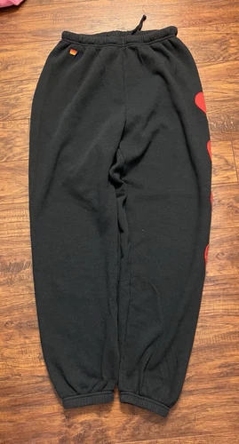 Aviator Nation Pants Womens XL Dark Gray Heart Joggers Sweatpants