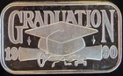 1990 Graduation Diploma Engravable Tassel Rare Bullion-0.999 Silver 1 Oz Art Bar