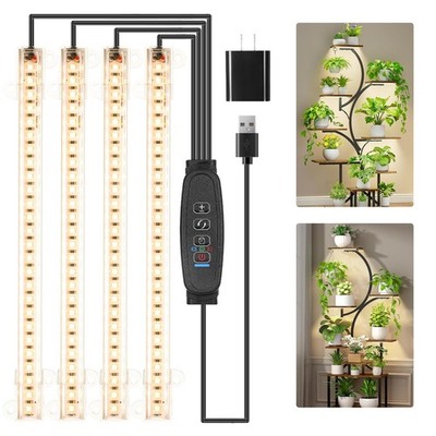 LED Grow Light Strips 8.6'' Full Spectrum 3000K, Dimmable, Timer for Indoor