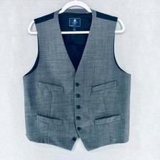 J Crew Vest Mens L 42 Gray Wool Button Up Waistcoat Preppy Wedding