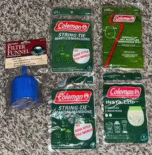 Vintage Lot Coleman Lantern #21 Mantles 4 sealed packs 8 Total + Filter Funnel