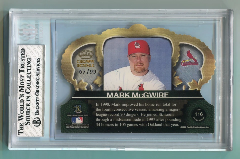 MARK McGWIRE 1999 Crown Royale #116 LIMITED 67/99 BGS 8 St. Louis Cardinals - Image 2 of 2