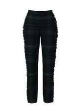 Polo Ralph Lauren Wool Green Plaid Fringe Seam Pants Size 2 MSRP 498 Women's