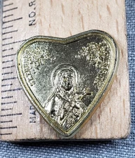 Vintage Pocket Shrine Coin Token St Therese Of Lisieux Christian Religious A70
