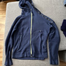 ADIDAS BLUE HOODED Ribbed FULL ZIP UP JACKET WOMENS SIZE MEDIUM