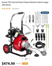 Garvee 75Ft x3/8 Inch Drain Cleaner Machine NIB