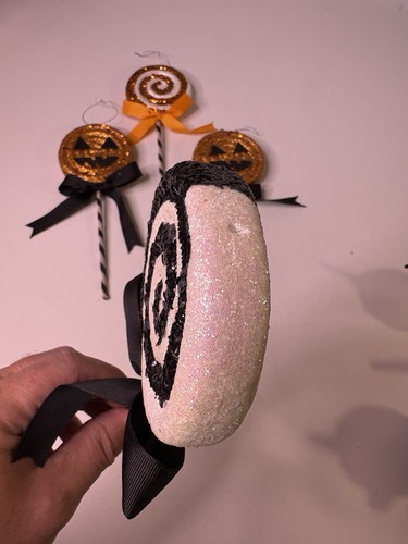 Bethany Lowe Halloween Lollipop Ornaments Set of 4 9.5"H x 4"W Orange Black - Picture 6 of 9