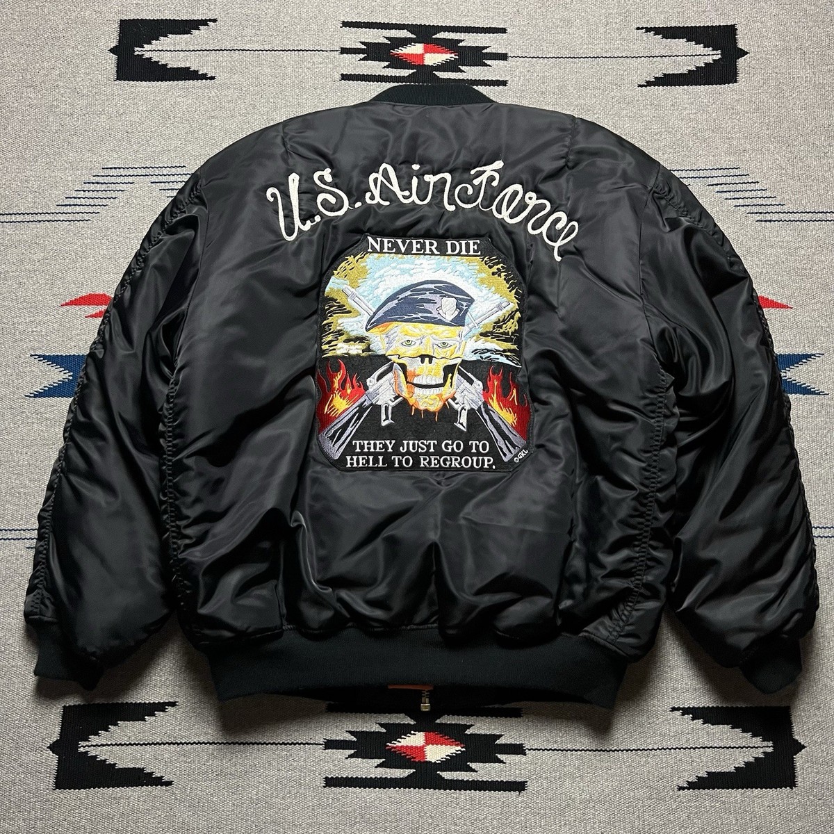 Vintage MA-1 Military Flight Bomber Jacket Chain Stitch Patch