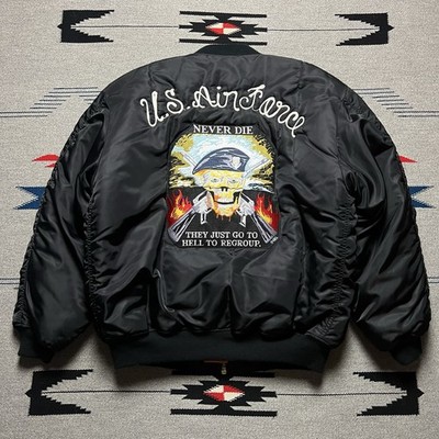Vintage MA-1 Military Flight Bomber Jacket Chain Stitch Patch