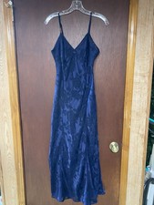 VTG Y2K Victoria  s Secret Gold Label Burnout Slip Gown Blue Floral Sheer Sz M