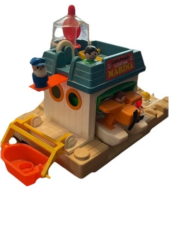 Fisher Price Vintage Little People Floating Marina #2582 with Sea Plane & Boats