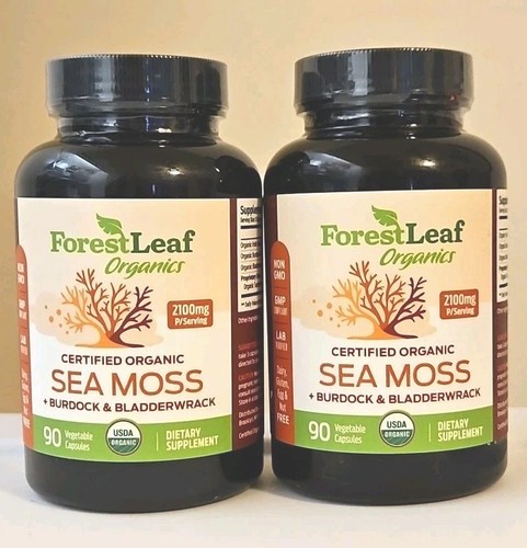 Lot Of 2 ForestLeaf Organic Irish Sea Moss Supplement Bladderwrack Burdock Root