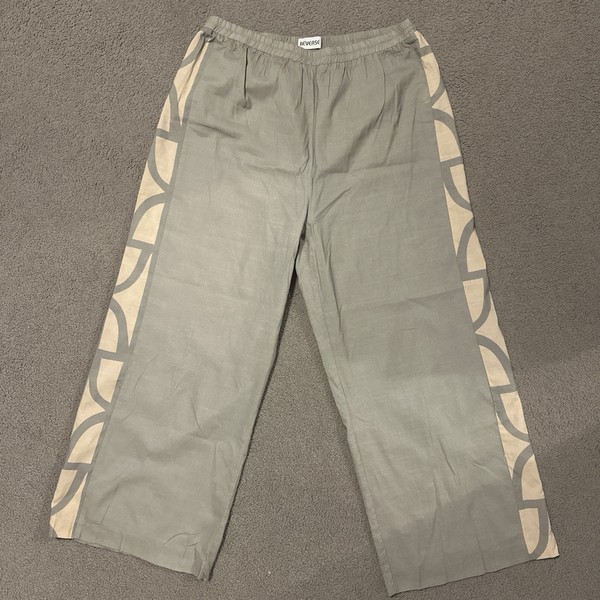 Reverse Grey Green & Beige Crop Cotton Blend Pants With Side Pattern Sz M