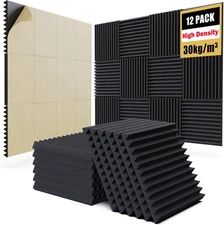 12 Pack Self-Adhesive Acoustic Panels,12" X 12" X 1" Sound Proof Foam Panels,30