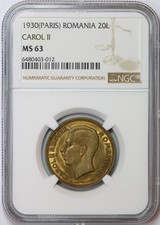 P393, Romania, Carol II, 20 Lei 1930, Paris Mint, NGC MS63