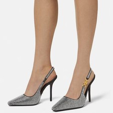 Versace Medusa Crystal Embellished Slingback Pump Heels Party Gala Sz 41/US 11