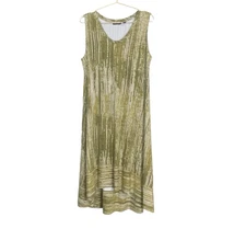 H by Halston Women’s Sleeveless Tank Dress Size L Green Abstract Print Boho
