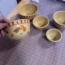 Lot of 5 Melamine Measuring Bowl Nesting Cups Fruit Bowl Design - 1/8 to 2 cups