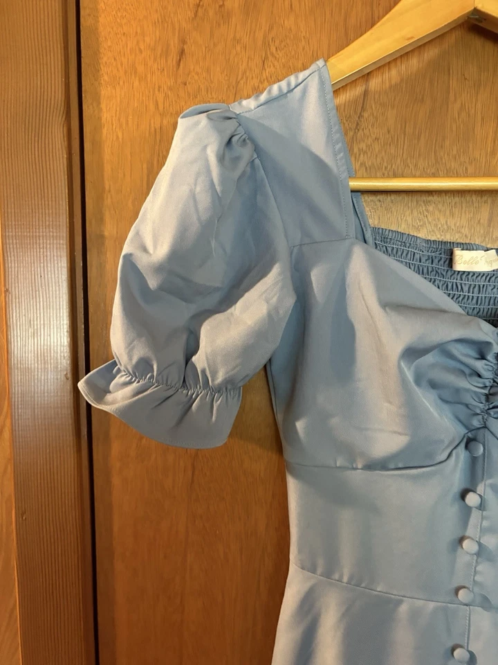 Vestido Belle Poque Estilo Vintage Fuera del Hombro Pequeño Con Botones Foto 4 de 4