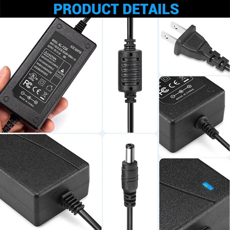 AC to DC 12V 3A Power Supply Adapter 36W for LED Strip Wireless Router IP Camera - Image 2 of 4