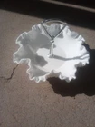 Fenton Hobnail White Milk glass Handled Bonbon Tray Ruffled