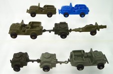 Vintage LIdo Toys Jeeps, Trailers  Cannon 8 Pieces 