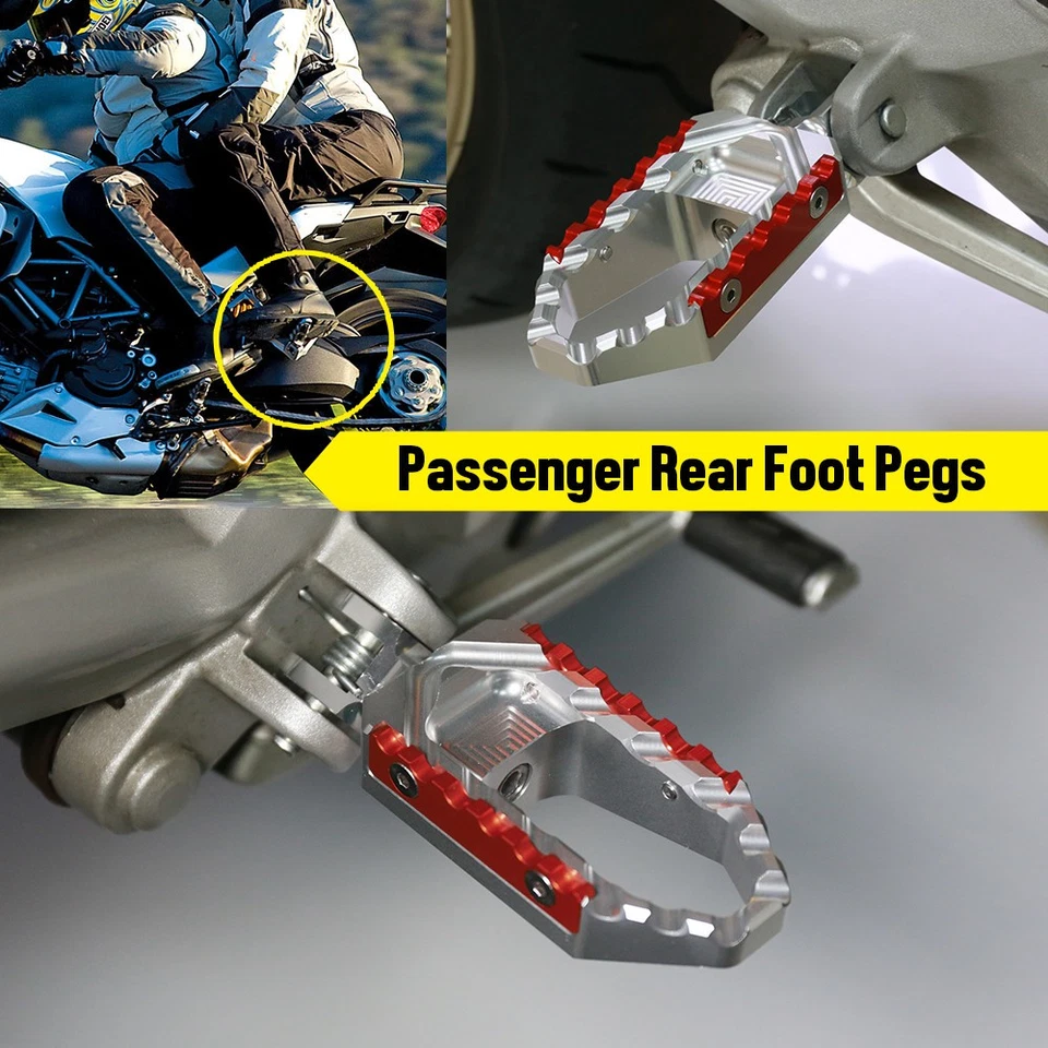 TRC Passenger Rear Silver Wide Foot Pegs For Harley Davidson Dyna 1993-2017 Foto 3 de 4