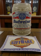 1995 Ceramarte Anheuser-Busch Budweiser Beer Label Stein Mug collectable Vintage