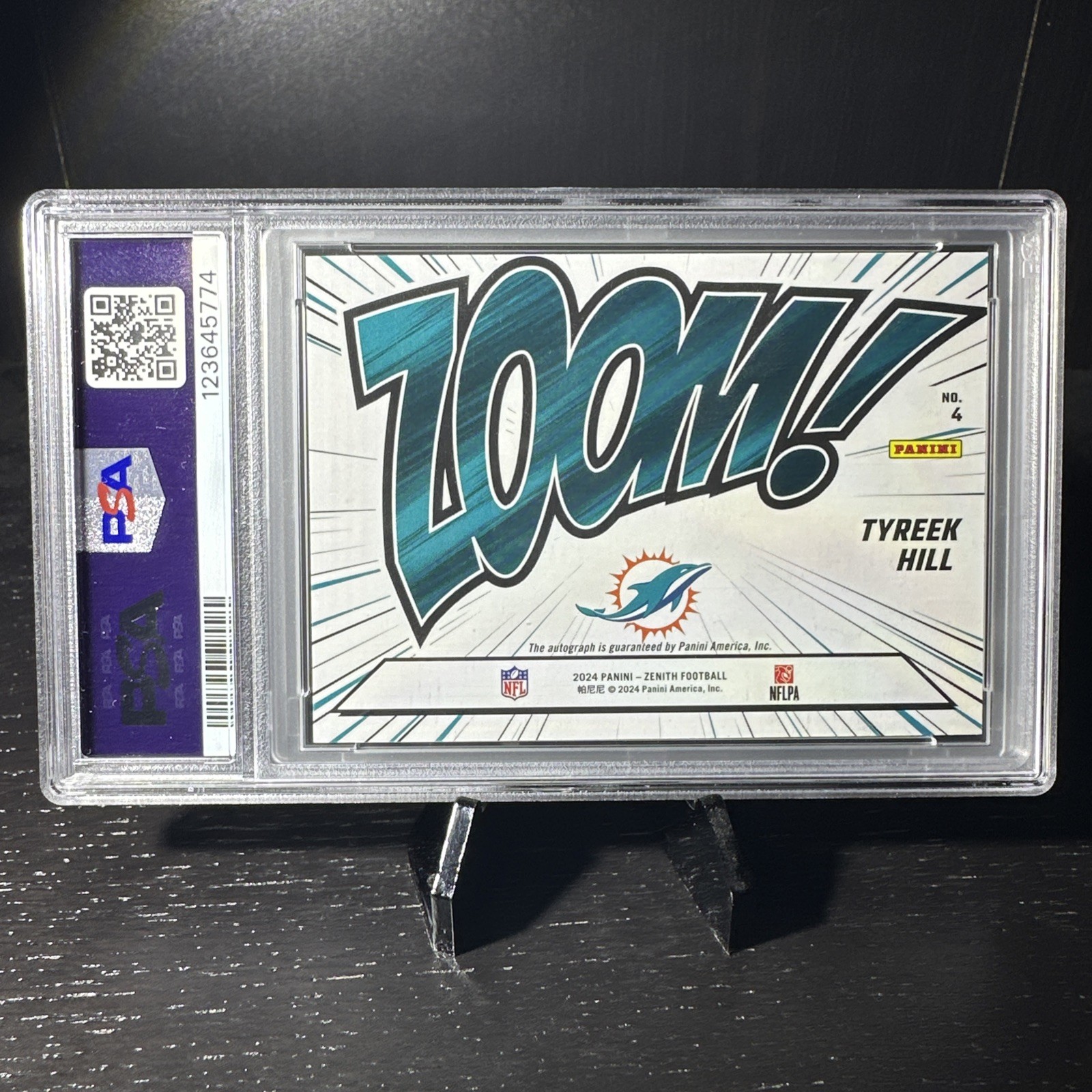2024 Panini Zenith - Tyreek Hill Zoom Gold Auto #4 /15 PSA 8 view 2
