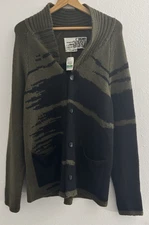 Rogan Baby Alpaca Wool Cardigan Sweater Large Peru Shawl Collar Button Up | Sz L