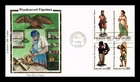 US COVER WOODCARVED FIGURINES FOLK ART FDC SETENANT COLORANO SILK CACHET