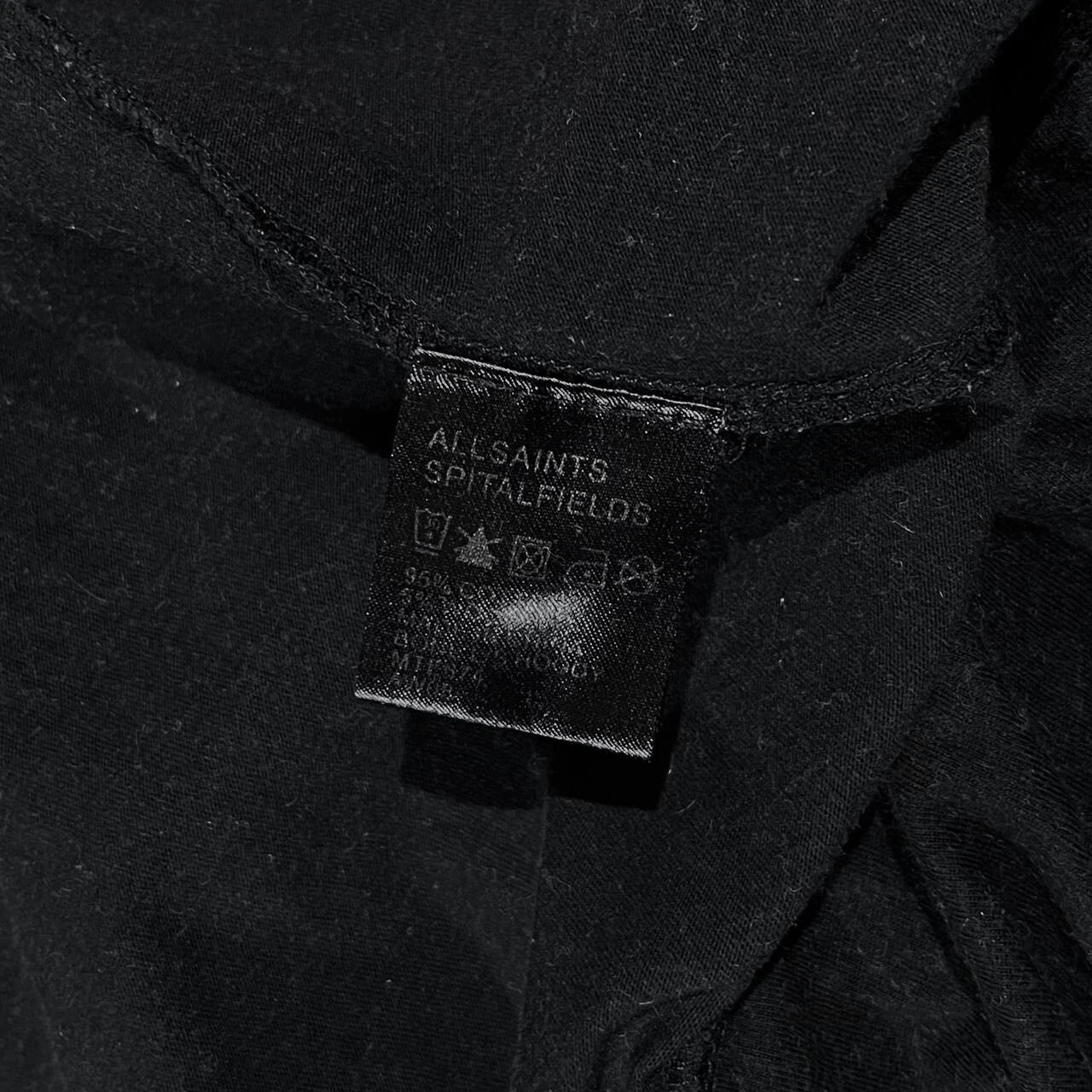 Felpa con cappuccio ALLSAINTS Spitalfields nera cerniera intera stile Rick Owens taglia S