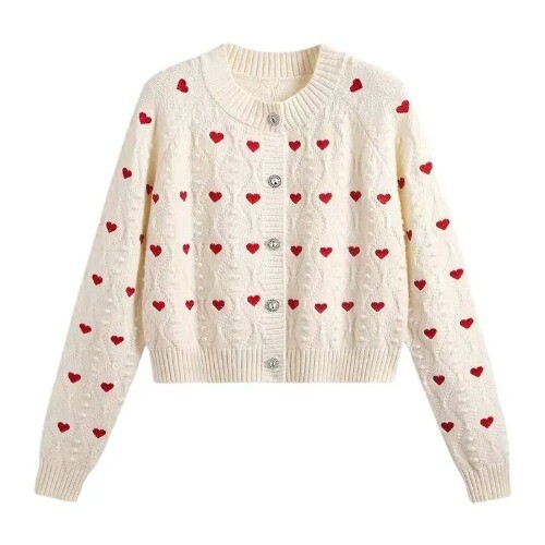 Women Love Printed Knitted Sweater Casual Crew Neck Long Sleeve Sweet Pullover - Bild 18 von 36