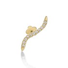 Cubic Zirconia Wave Cartilage Earring in 14K Yellow Gold with Hidden Snap Post