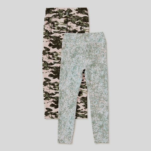 Leggings Avia para niñas, paquete de 2, camuflaje de cristal/mocha de oliva, pequeños 6-6X - Imagen 4 de 4