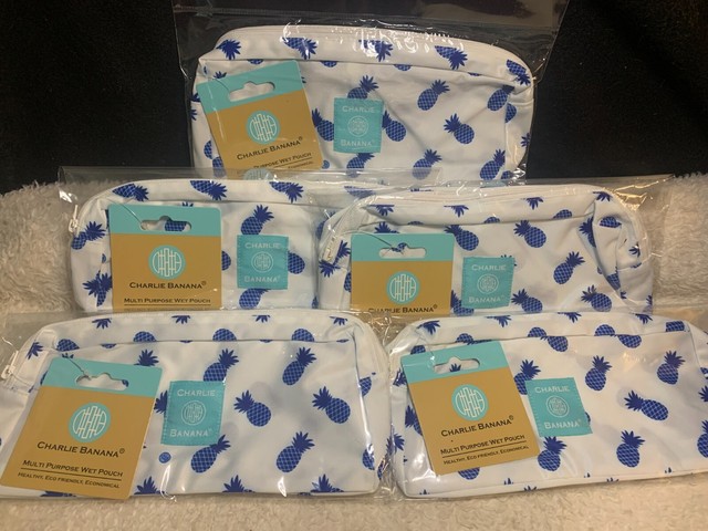 Lot of 5 Charlie Banana Diaper Multi Purpose Wet Pouch Bag Blue Pineapple NEW Lot of 5 Charlie Banana Diaper Multi Purpose Wet Pouch Bag Blue Pineapple NEW