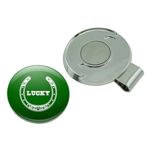 Horseshoe Lucky Green Golf Hat Clip With Magnetic Ball Marker - Picture 4 of 6