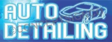 4'X10' AUTO DETAILING BANNER Outdoor Sign XL Car Wash Wax Clean Detail Neon Look