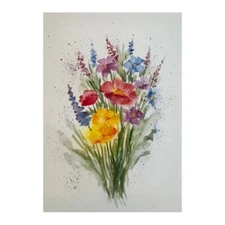 original watercolor Art Wildflowers Painting Meadow Art Flowers Painting Floral