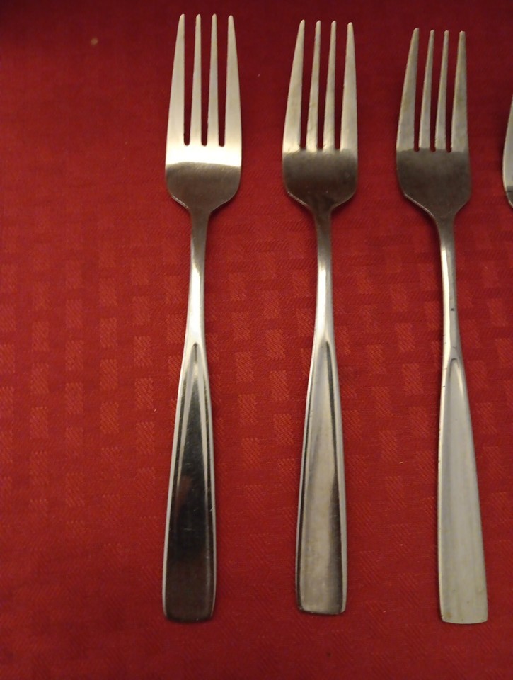Utica stainless flatware Saybrook 5 dinner forks 7 1/2" EUC polished eBay