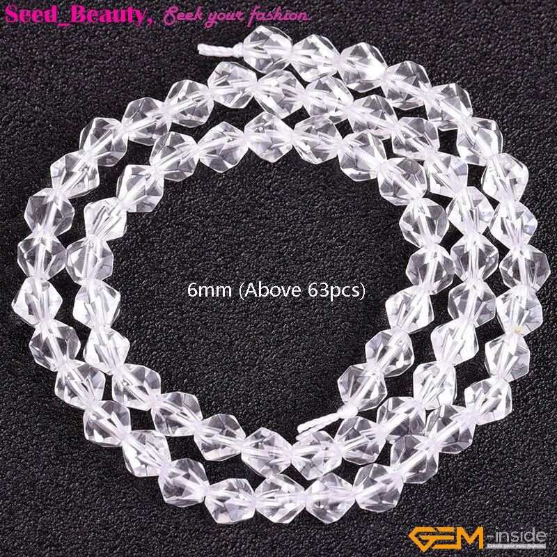Cuarzo roca transparente genuino natural facetado fabricación de joyas cuentas de 15" de Cambay SD Foto 3 de 4