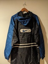 Vintage 90s Nike Big Swoosh Logo Blue Black X-Large Windbreaker