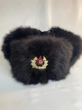 Russian Soviet Ushanka Cossack Real Fur Military Style Hat