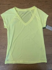Ideology Yellow Size SMALL Performance V Neck Short Sleeve Active Top NWT