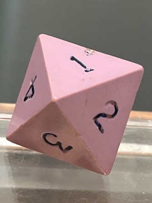 Vtg Gamescience opaque light purple w/ black d8 rpg d&d dice 120723@