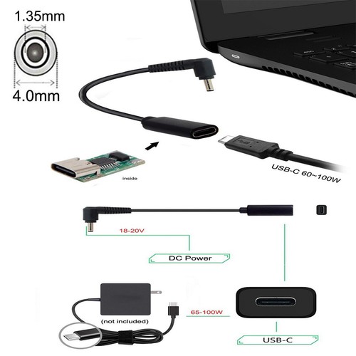 65W USB Type C Female Input to DC 4.0 x 1.35mm Power PD Charge Cable for Laptop - Picture 7 of 7