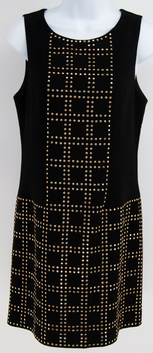 trina turk black and gold dress Size 4 Studded Sleeveless Hunter Bell