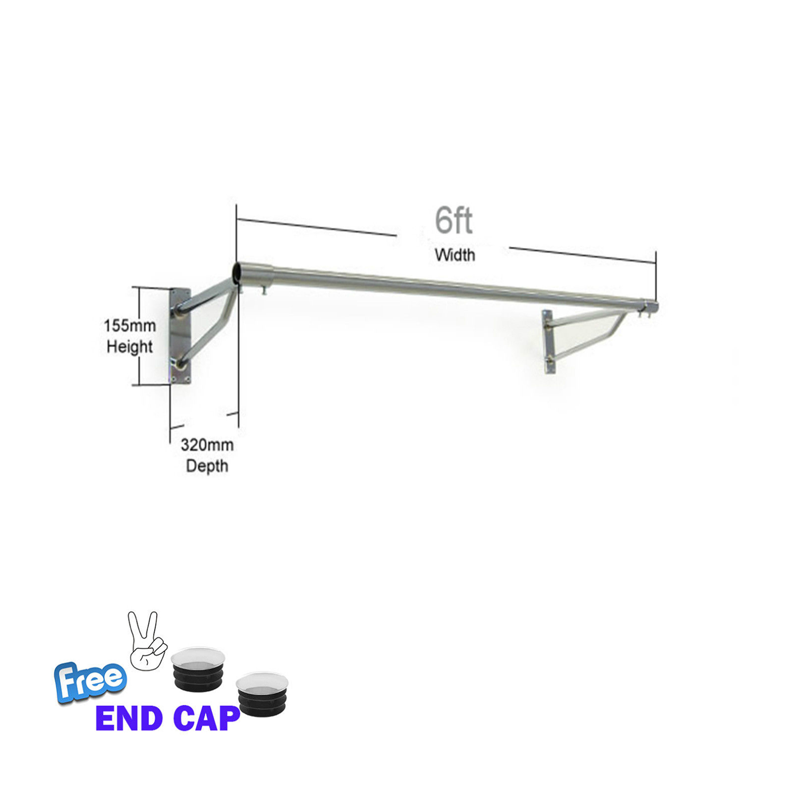 25mm GARMENT CLOTHES RAIL WALL MOUNTED HANGING RAIL DISPLAY 4ft 5ft 6ft TUBING eBay