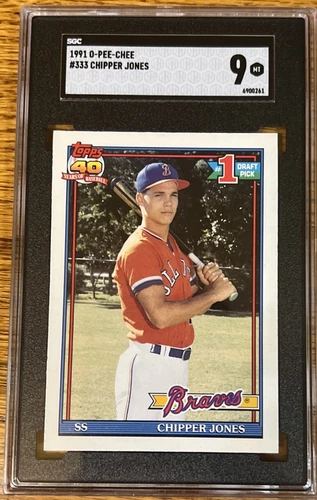 1991 O-Pee-Chee Chipper Jones #333 Rookie RC SGC 9 ATLANTA BRAVES HOF