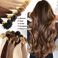 Pre Bonded Keratin Nail U Tip Hair Extenions Cold Fusion Remy Human Hair 16"-26"